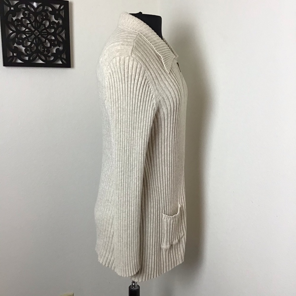 Maternity - Oatmeal, Zip Front, Ribbed Cardigan